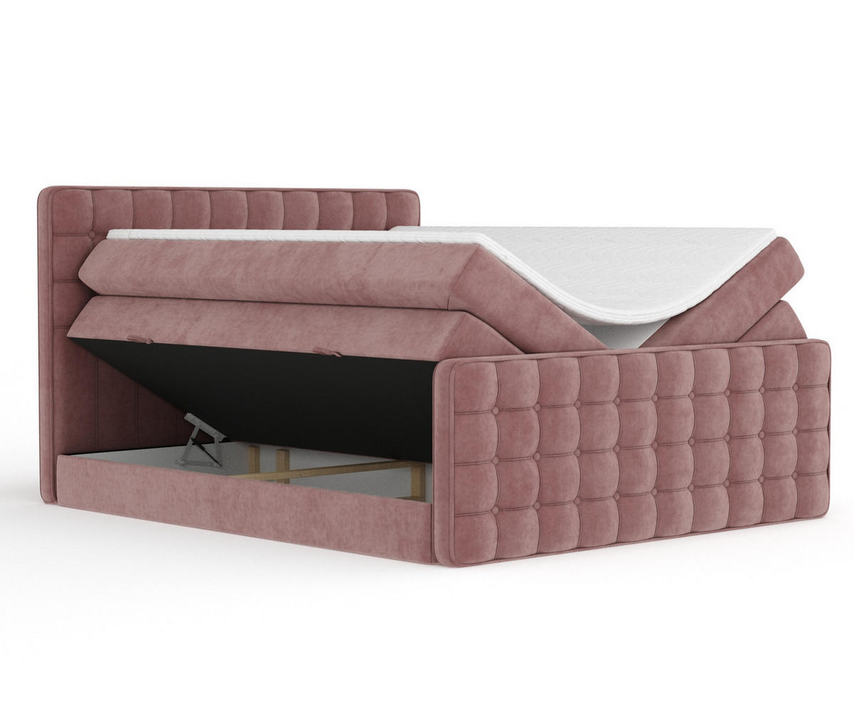 BOXSPRINGBETT Velouria Rosa 200/200 cm - Schwarz/Rosa, Holz/Holzwerkstoff (200/200cm) - Maison de Reve