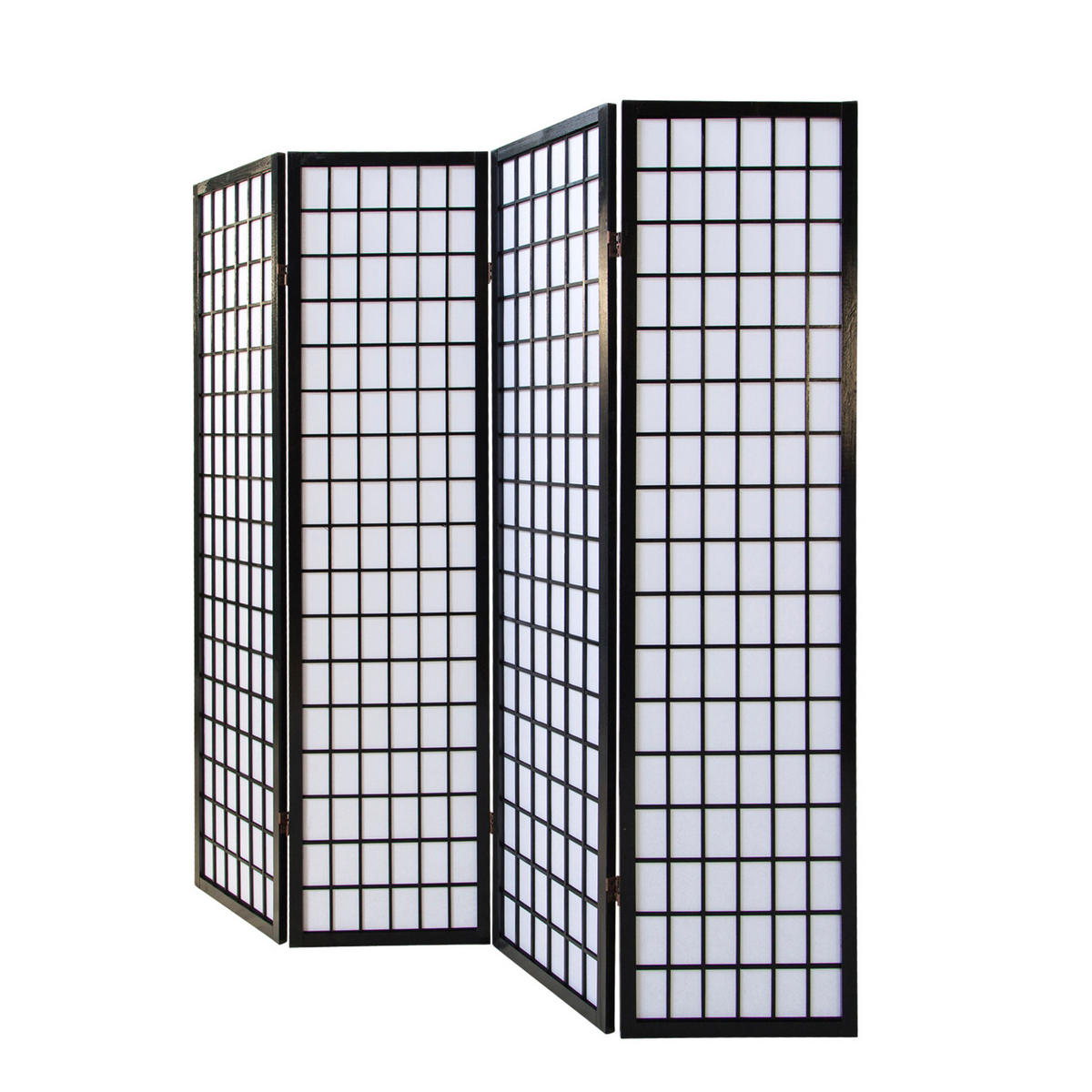 PARAVENT 4-tlg. 176/175 cm Schwarz Shoji - Schwarz, Holz (176/175/2cm) - Homestyle4u