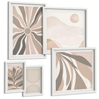 BILDER SET 5er Set - 50x50 cm & 20x30 cm & 40x60 cm Weißer Rahmen - Abstrakte Pflanzenmuster - Weiß, Kunststoff (40/60cm) - TULUP