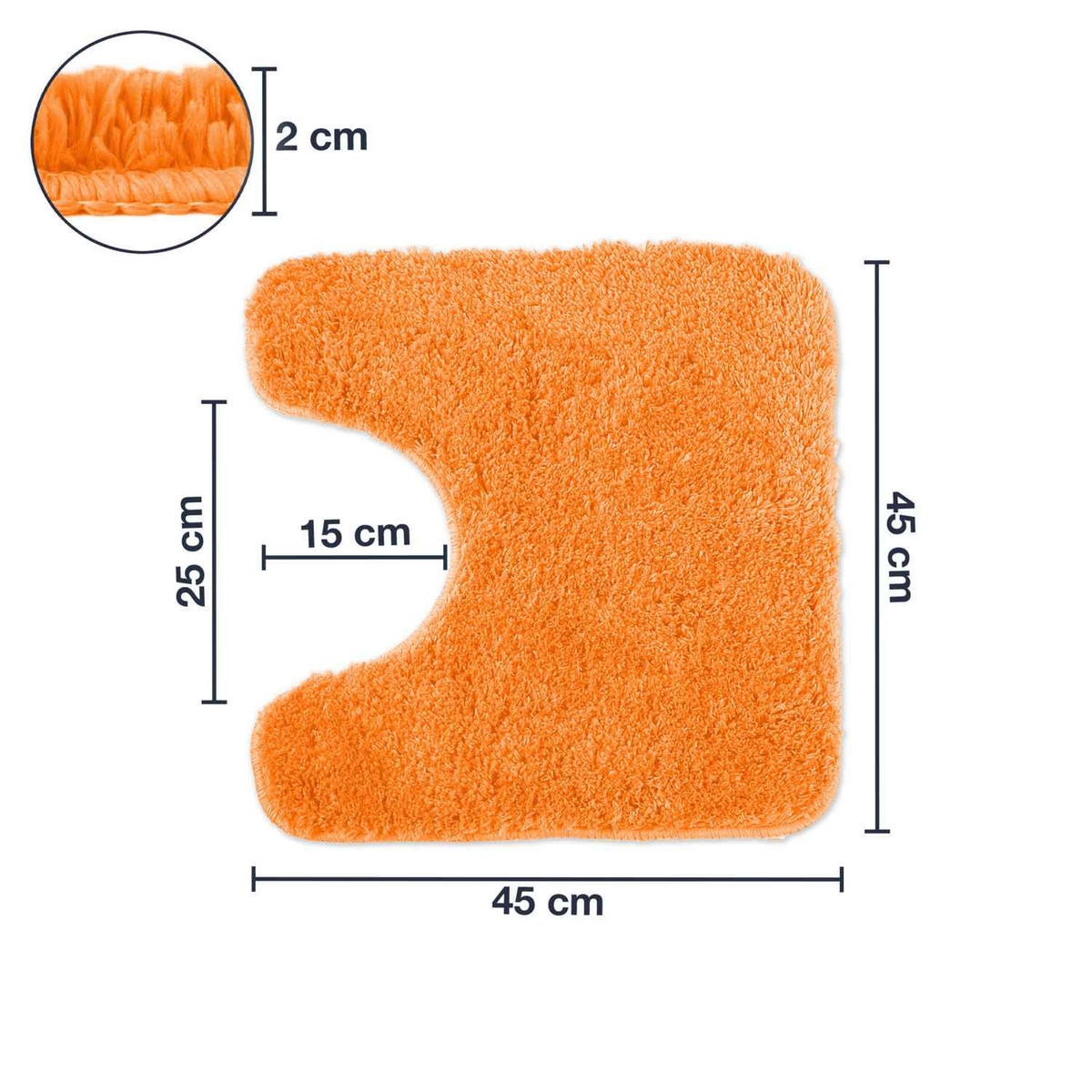 BADEMATTE MIT WC AUSSCHNITT Florenz - Orange, Textil (45/45cm) - WohnDirect