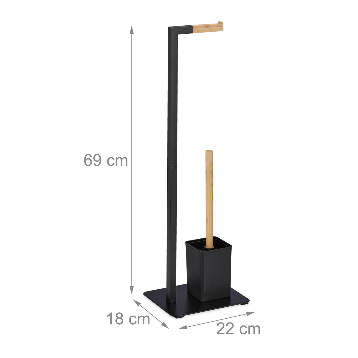 WC-GARNITUR - Schwarz, Holz/Metall (22/69/18cm) - Relaxdays