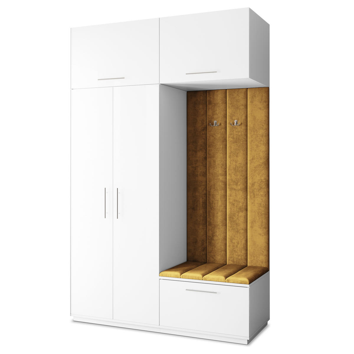 GARDEROBENSCHRANK REMA 150/240/60 cm Modern Garderobe-Set Weiß - Gelb/Weiß, Holzwerkstoff (150/240/60cm) - MASSENO