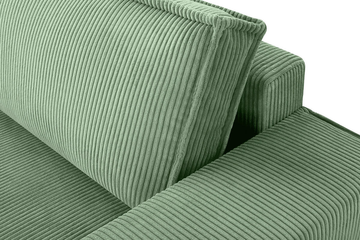 ECKSOFA-LINKS/RECHTS NAPI Schlaffunktion mit Cordbezug, mintfarben - Schwarz/Mintgrün, Textil (262/148cm) - KONSIMO®
