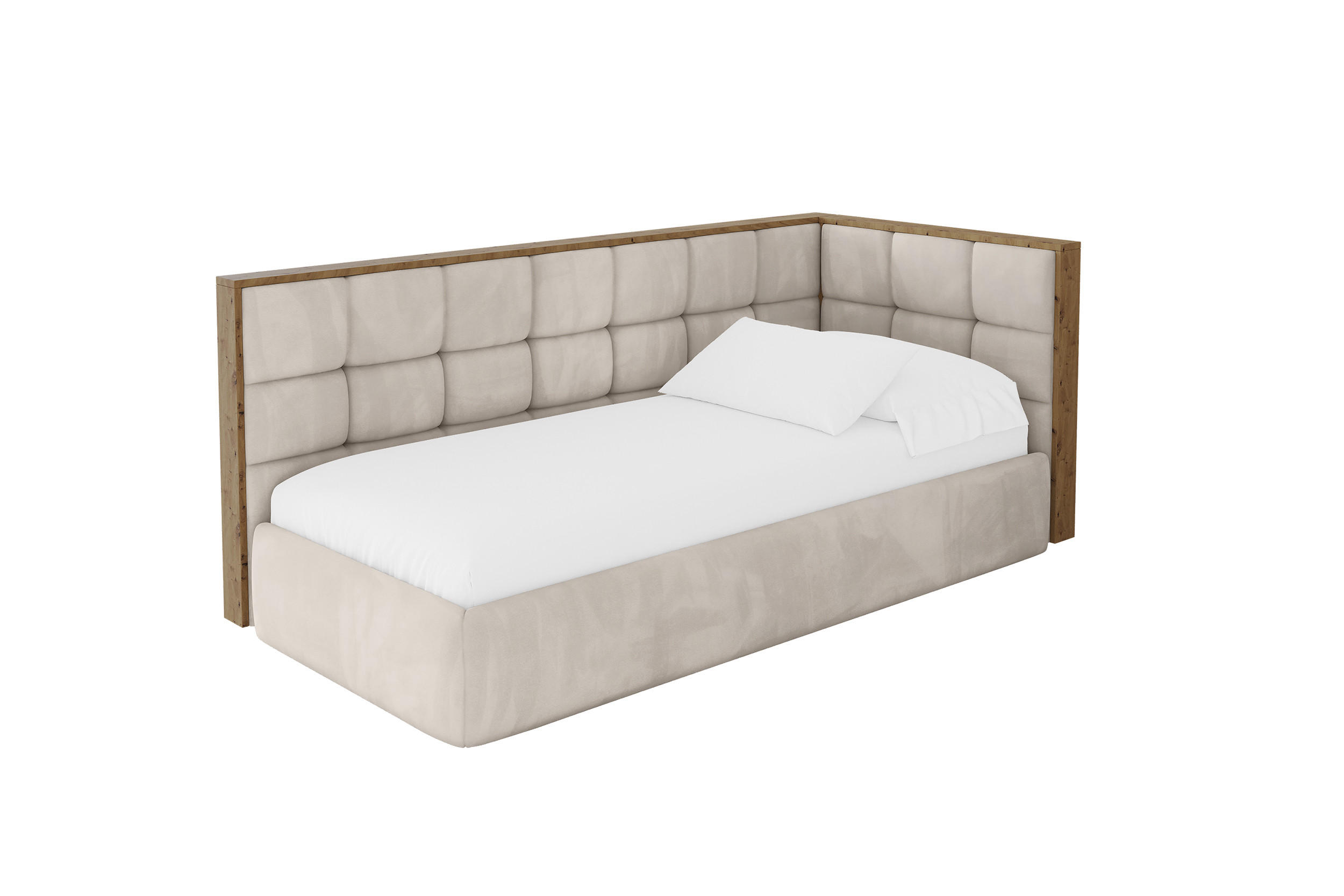 ALTDECOR JEDNOLŮŽKOVÁ POSTEL pro mládež s úložným prostorem, vlevo - SOVY 80x200 béžová