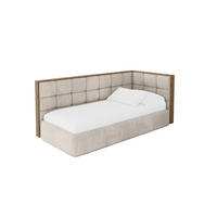 EINZELLBETT Jugendbett mit Bettkasten und Matratze H3/H4, Links - SOVY 90x200 Beige - Ecru, Holzwerkstoff/Textil (90/200cm) - ALTDECOR