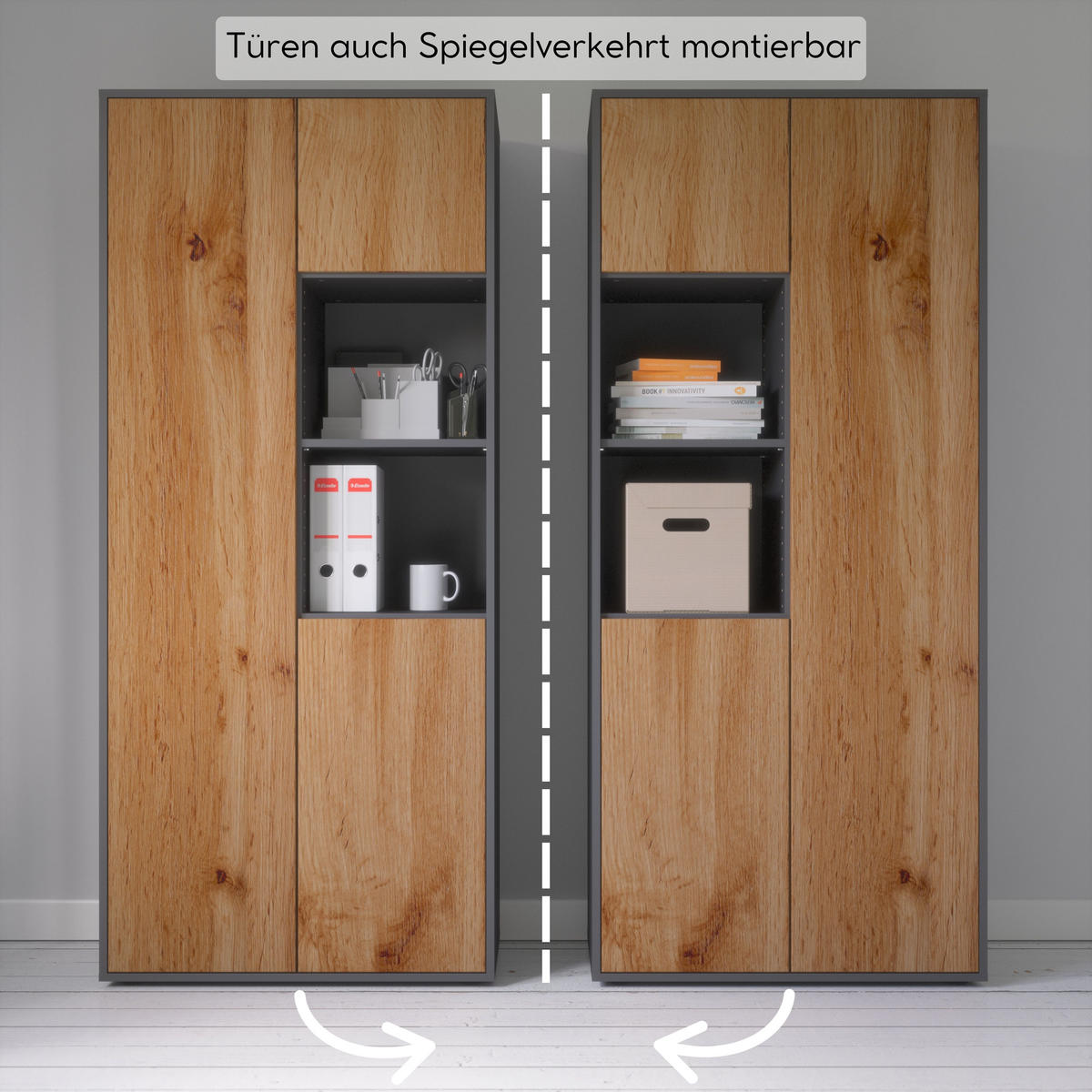 AKTENSCHRANK Amira T20 Eiche Wotan 180/80/40 cm - Eiche Wotan, Holzwerkstoff (80/180/40cm) - SIMPLYFURN