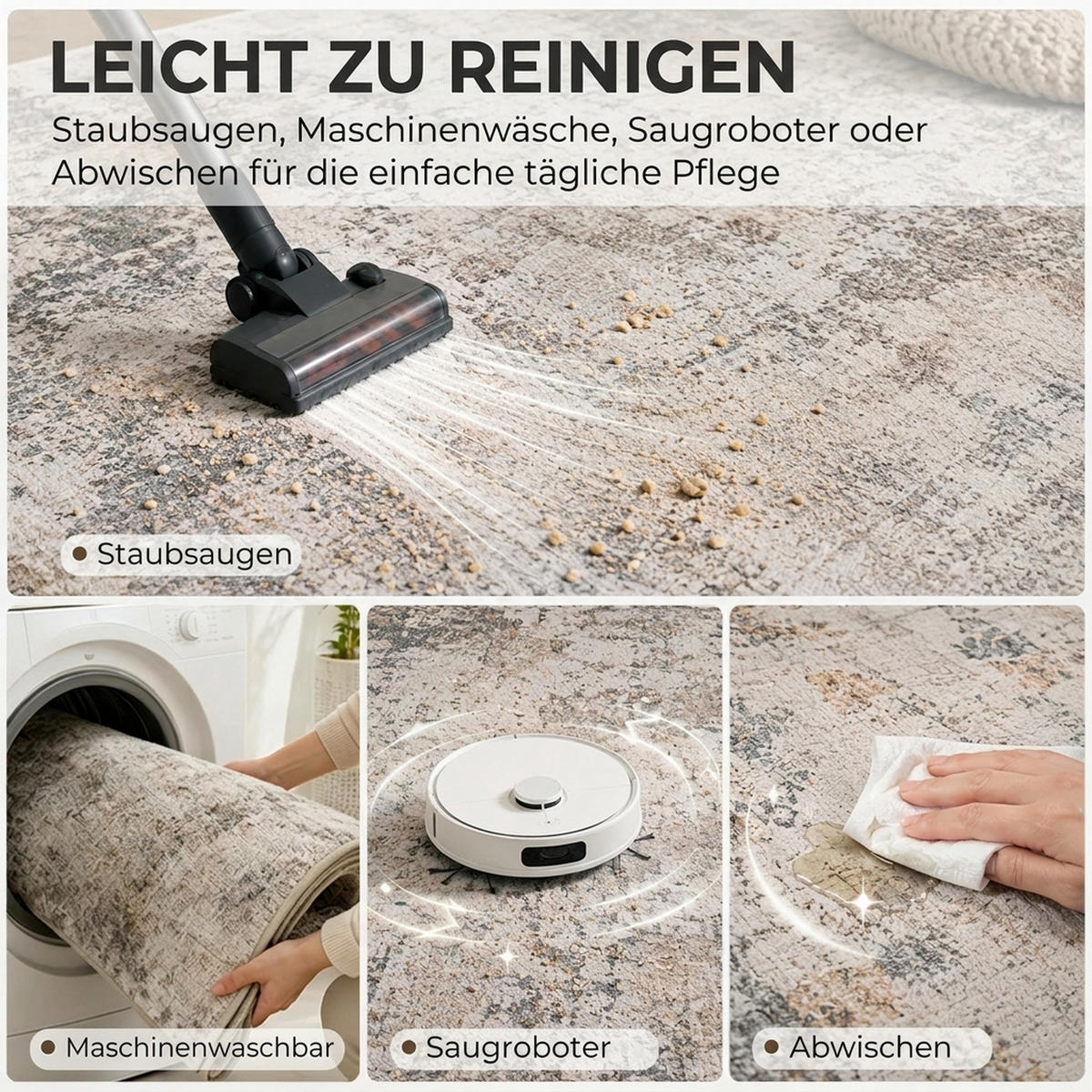TEPPICH Polyester Braun - Braun, Textil (140/200cm) - HOMCOM
