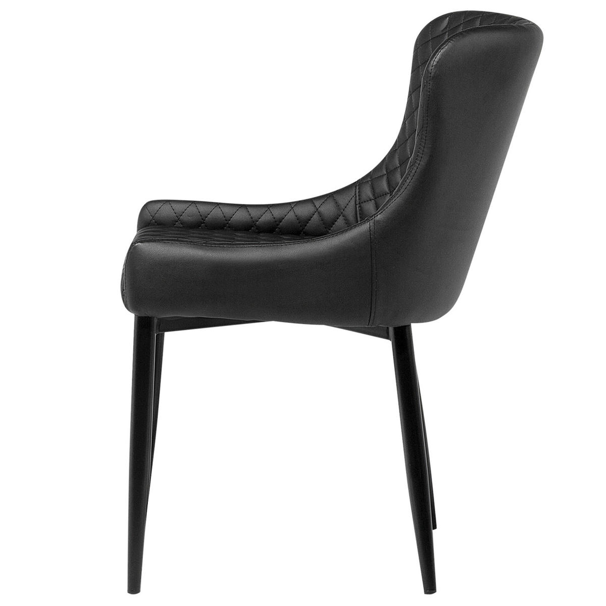 ESSZIMMERSTUHL 2er-Set Kunstleder Schwarz Solano - Schwarz, Textil/Metall (51/82/52cm) - Beliani