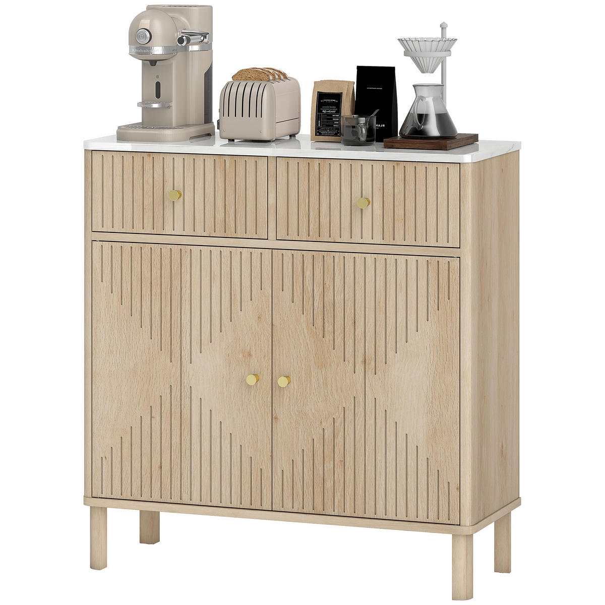 SIDEBOARD DE-11218 2 Schubladen Eiche - Eichefarben, Holzwerkstoff (77/80/30cm) - ComfortXL