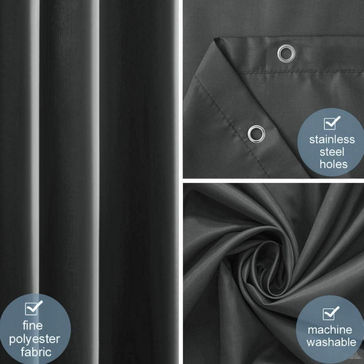 DUSCHVORHANG Polyester Dunkelgrau 150 x 180 cm - Anthrazit, Textil (150/180cm)