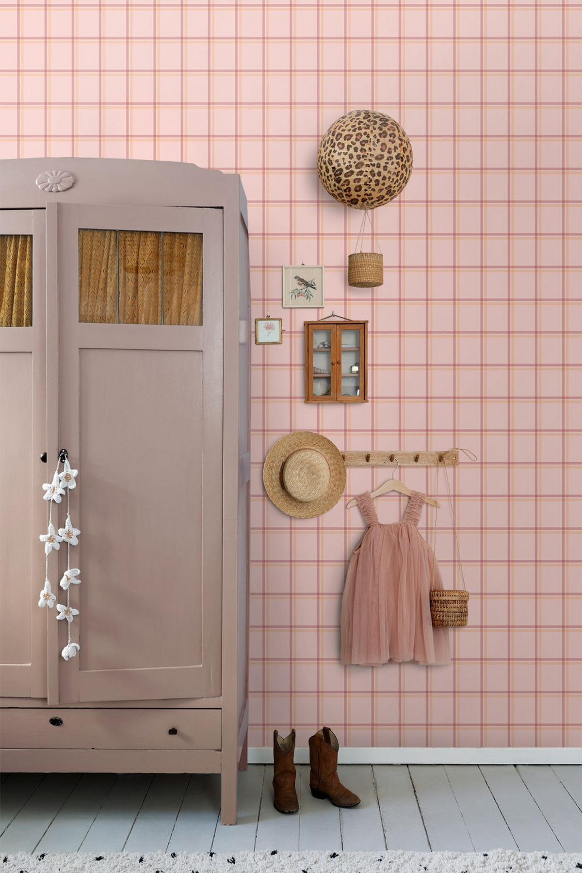 TAPETE Karomuster 50 x 900 cm - Pink, Papier (50/900cm) - ESTAhome