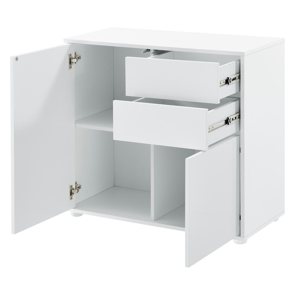 KOMMODE Paarl 2-türig - Weiß Hochglanz, Holzwerkstoff (79/74/36cm) - [en.casa]