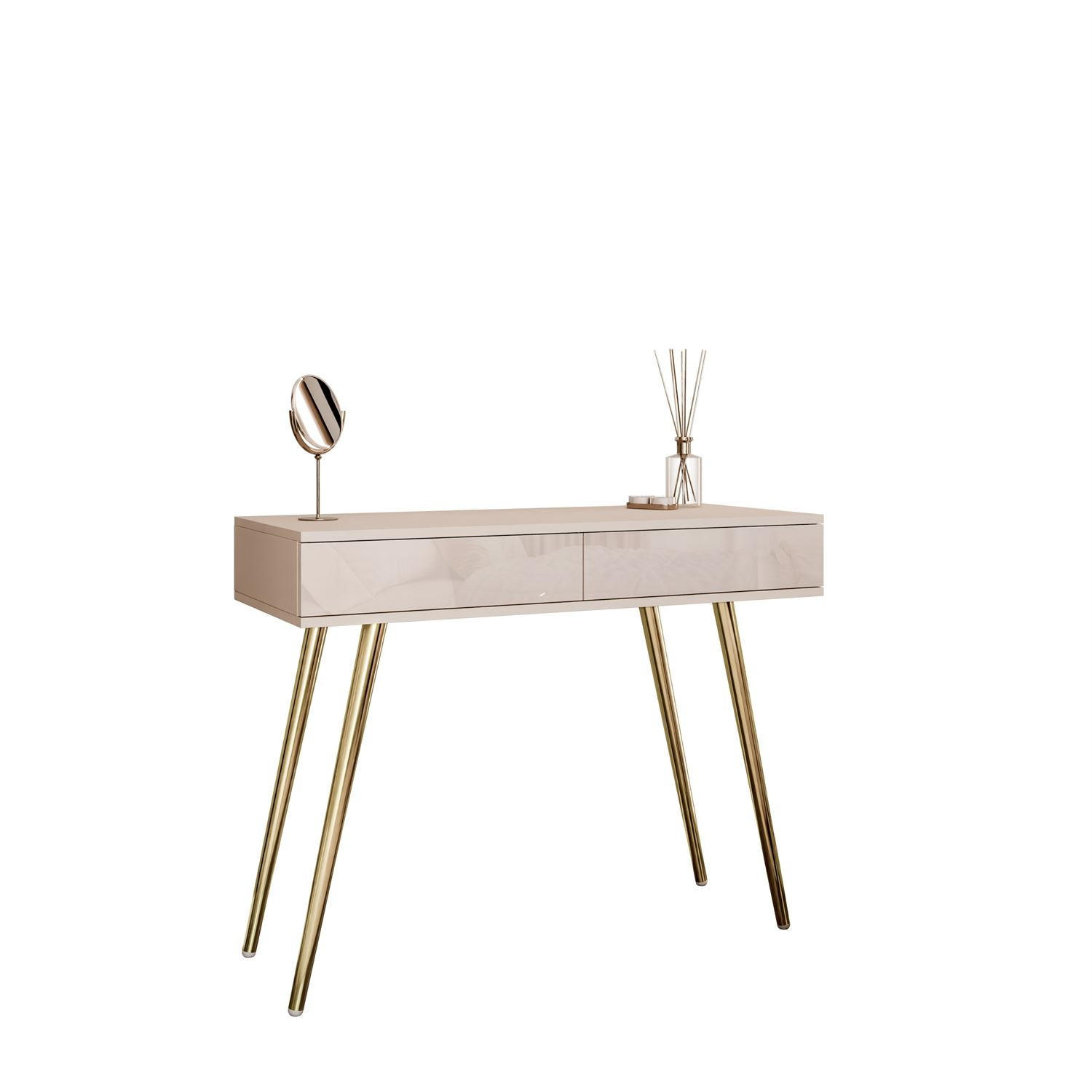 KONSOLE SIENNA KASCHMIR auf schrägen goldenen Beinen PUSH OPEN - Kaschmir, Holzwerkstoff (100/81/42cm) - Lookway