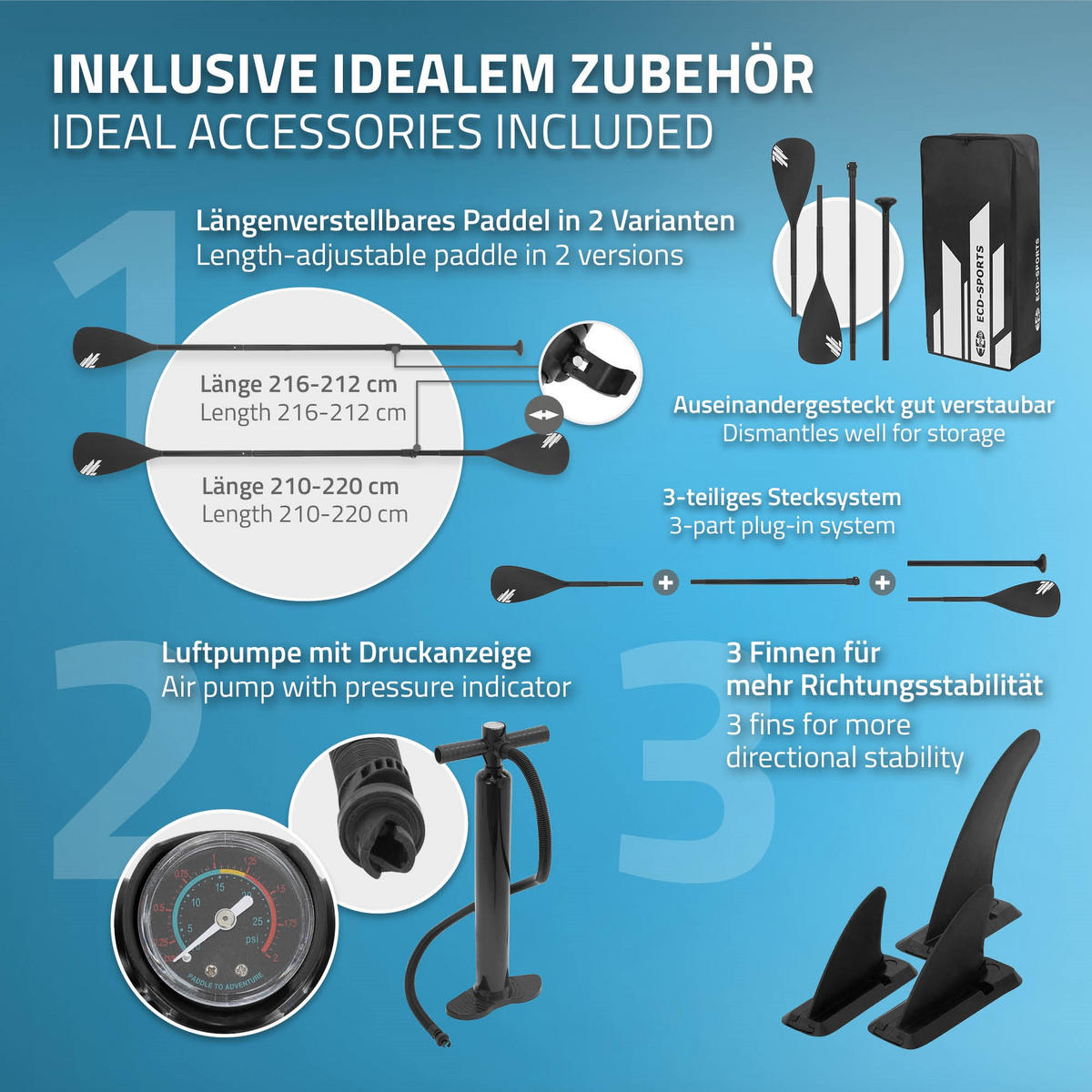 STAND UP PADDLE BOARD Kajak Blau - Blau, Kunststoff (320/82/15cm) - ECD-Germany