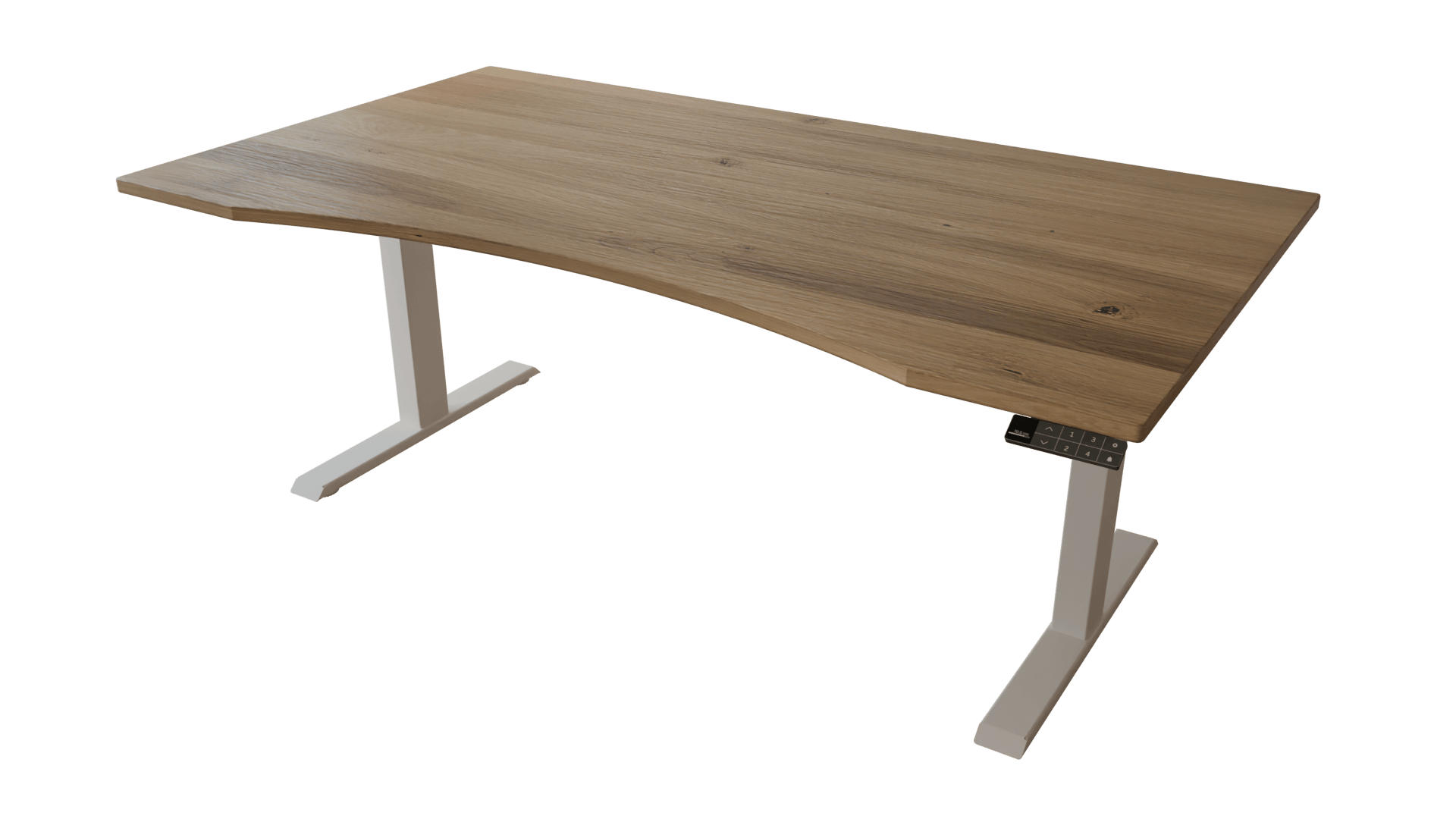 SCHREIBTISCH 180/100 elektrisch höhenverstellbar aus Wildeiche ergonomisch - Weiß - Weiß/Braun, Holz (100/180/72.5cm) - MeinMassivholz