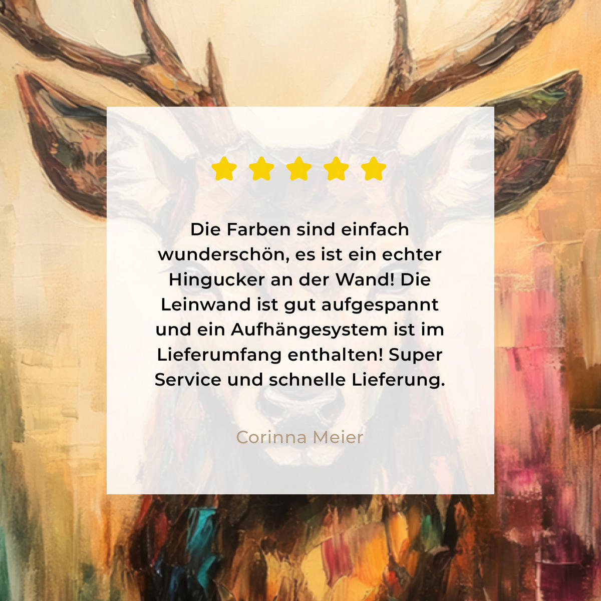 LEINWANDBILD Hirsch - Gemalt - Geweih - Braun Groß 140x90 cm - Haselnussfarben, Textil (140/90cm) - MuchoWow