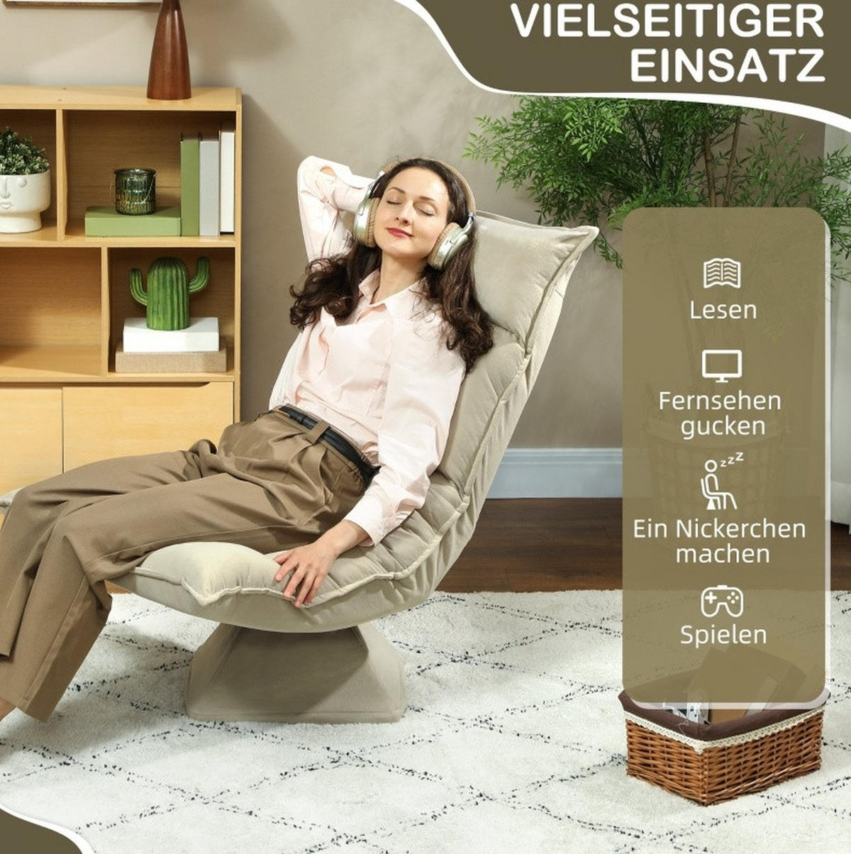BODENSTUHL drehbar verstellbar Polyester Beige - Beige, Kunststoff (62/95/70cm) - Beauniv
