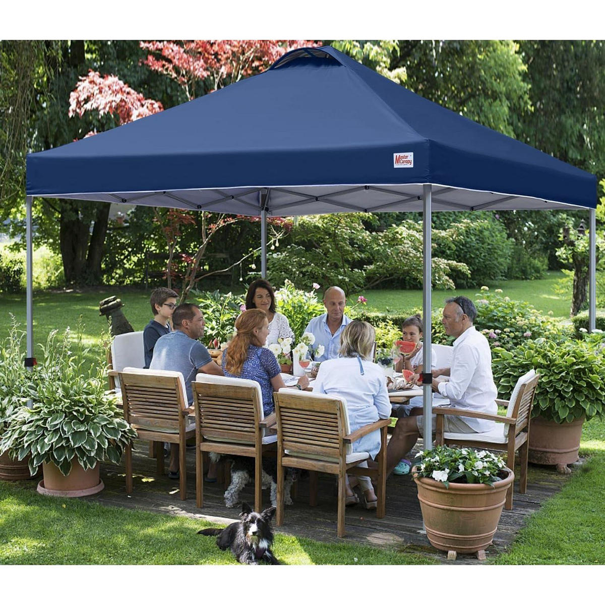 PAVILLON 3x3 Schnellaufbau 3-fach höhenverstellbar UPF50+ wasserabweisend Marineblau - Dunkelblau, Textil (305/282/305cm)