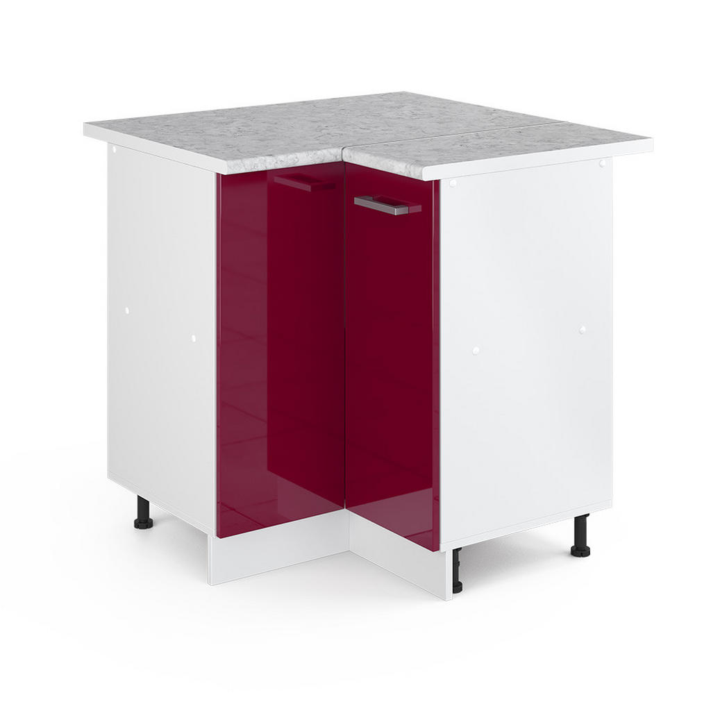 Vicco UNIVERZÁLNÍ ROHOVÁ SKŘÍŇ R-Line Bordó červená vysoký lesk 75.6 cm s dvířky, s pracovní deskou