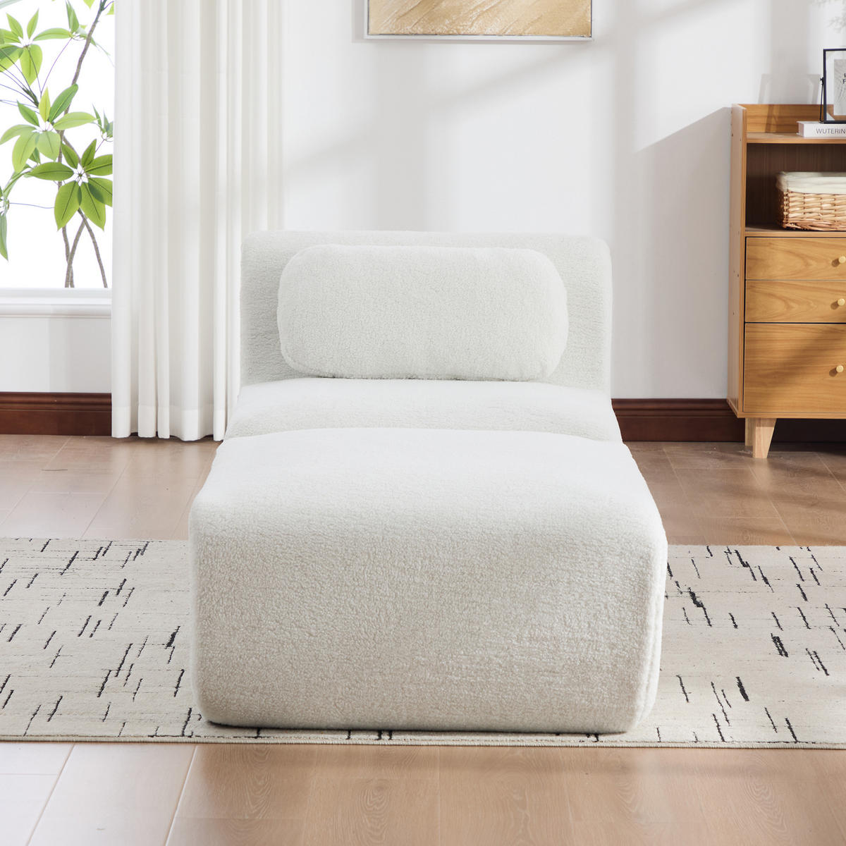 SESSEL DE-35154 mit Hocker Ivory - Creme, Textil (177/71/79cm) - ComfortXL