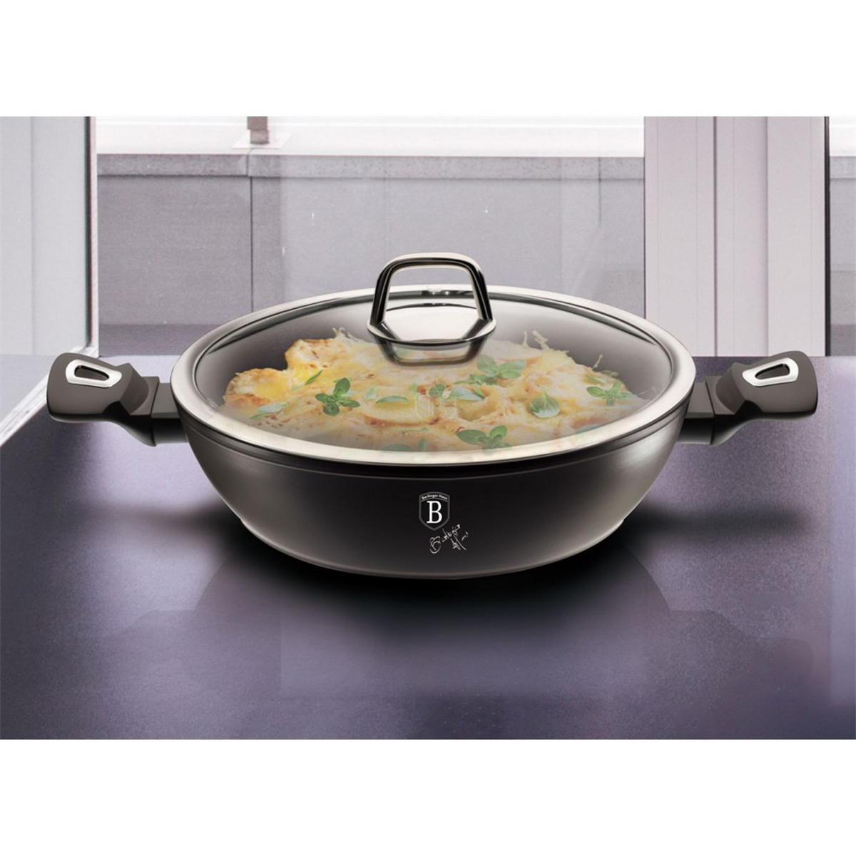 TOPF Schwarz 28/28/7.5 cm BH1850 - Schwarz, Metall (28cm) - Berlinger Haus