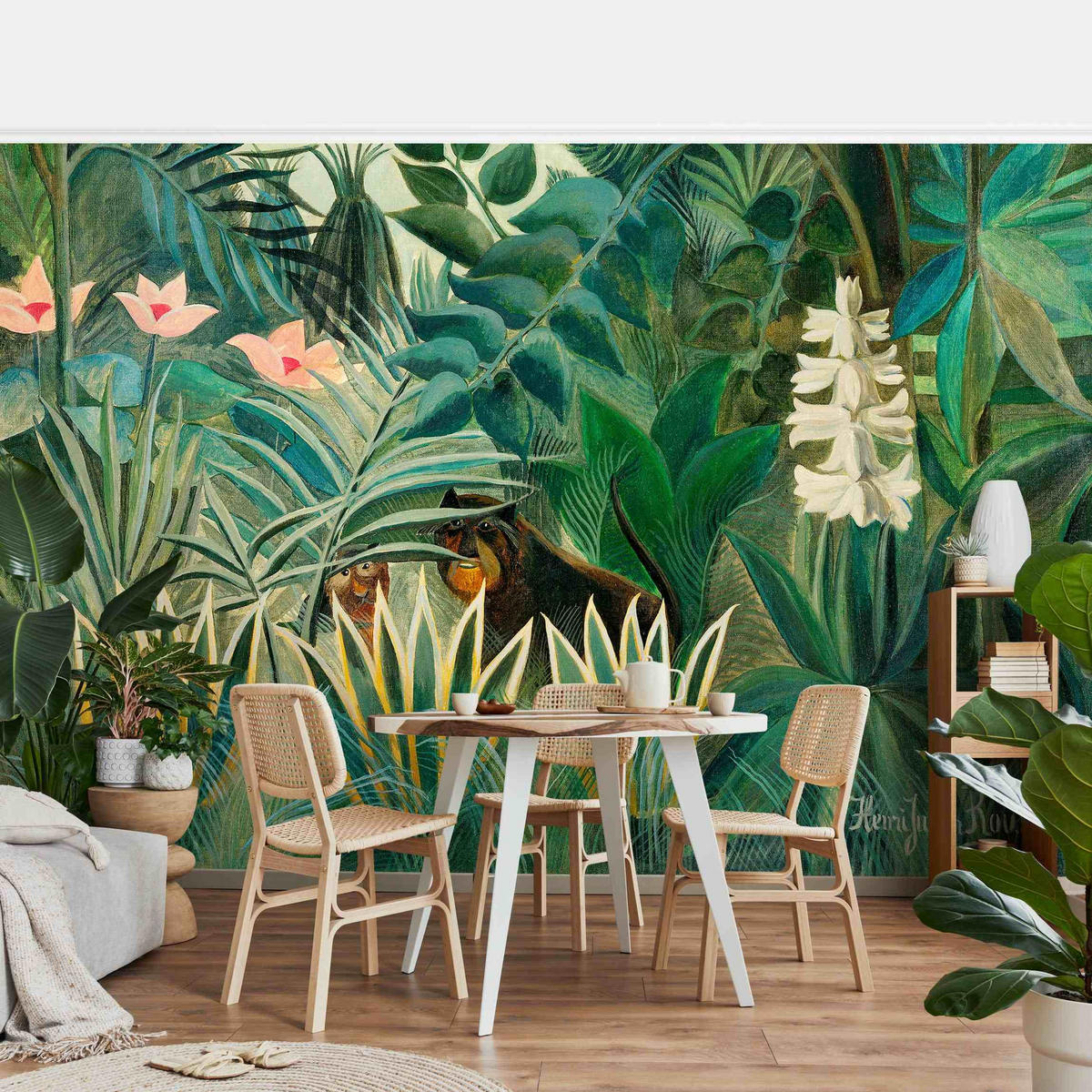 FOTOTAPETE Henri Rousseau - Dschungel am Äquator 432/290 cm - Türkis, Papier (432/290cm) - Bilderwelten