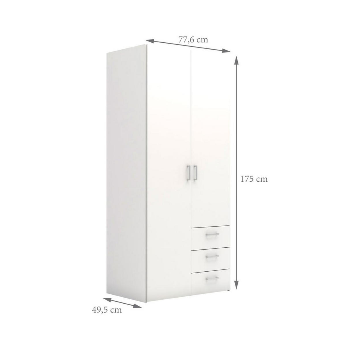 GARDEROBENSCHRANK weiß - Weiß, Holzwerkstoff (78/175/50cm) - ebuy24