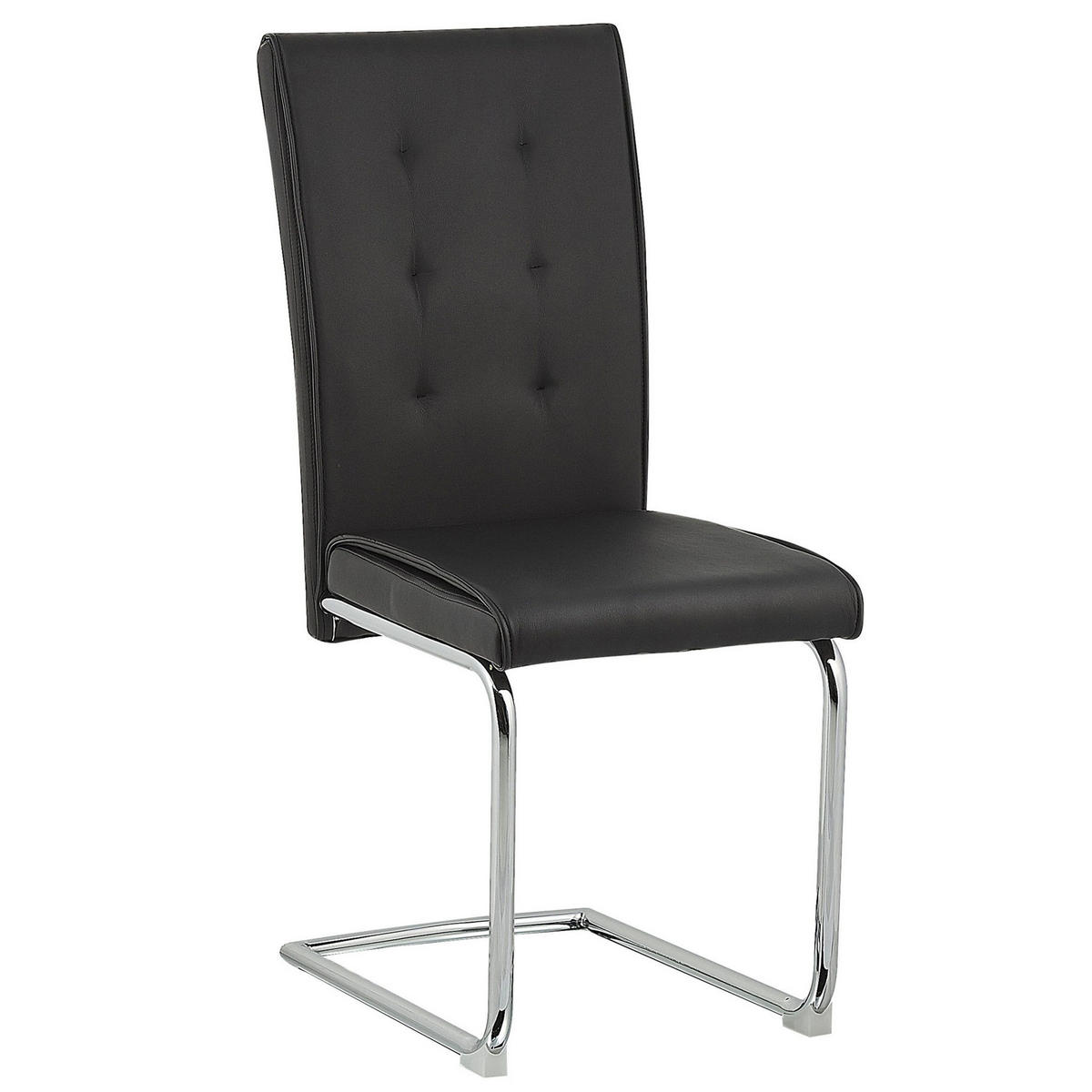 ESSZIMMERSTUHL 2er-Set Kunstleder Schwarz Rovard - Schwarz, Textil/Metall (42/101/52cm) - Beliani