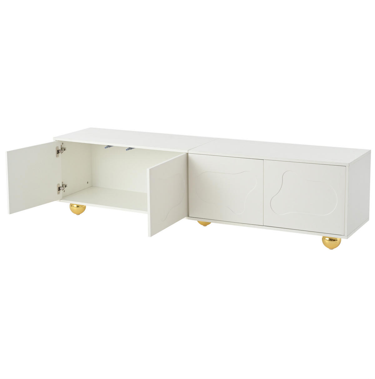 TV-LOWBOARD 180/40/45 cm mit 4 Türen, Wolkenfront und 5 Standbeinen, Weiß - Weiß, Holzwerkstoff (180/45/40cm) - Redom