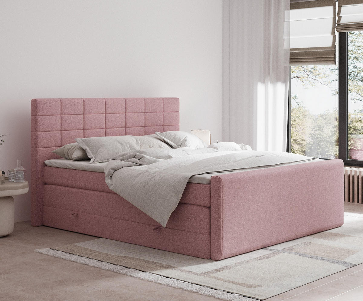 BOXSPRINGBETT Ava Rosa 180/200 cm - Schwarz/Rosa, Holz/Holzwerkstoff (180/200cm) - Maison de Reve