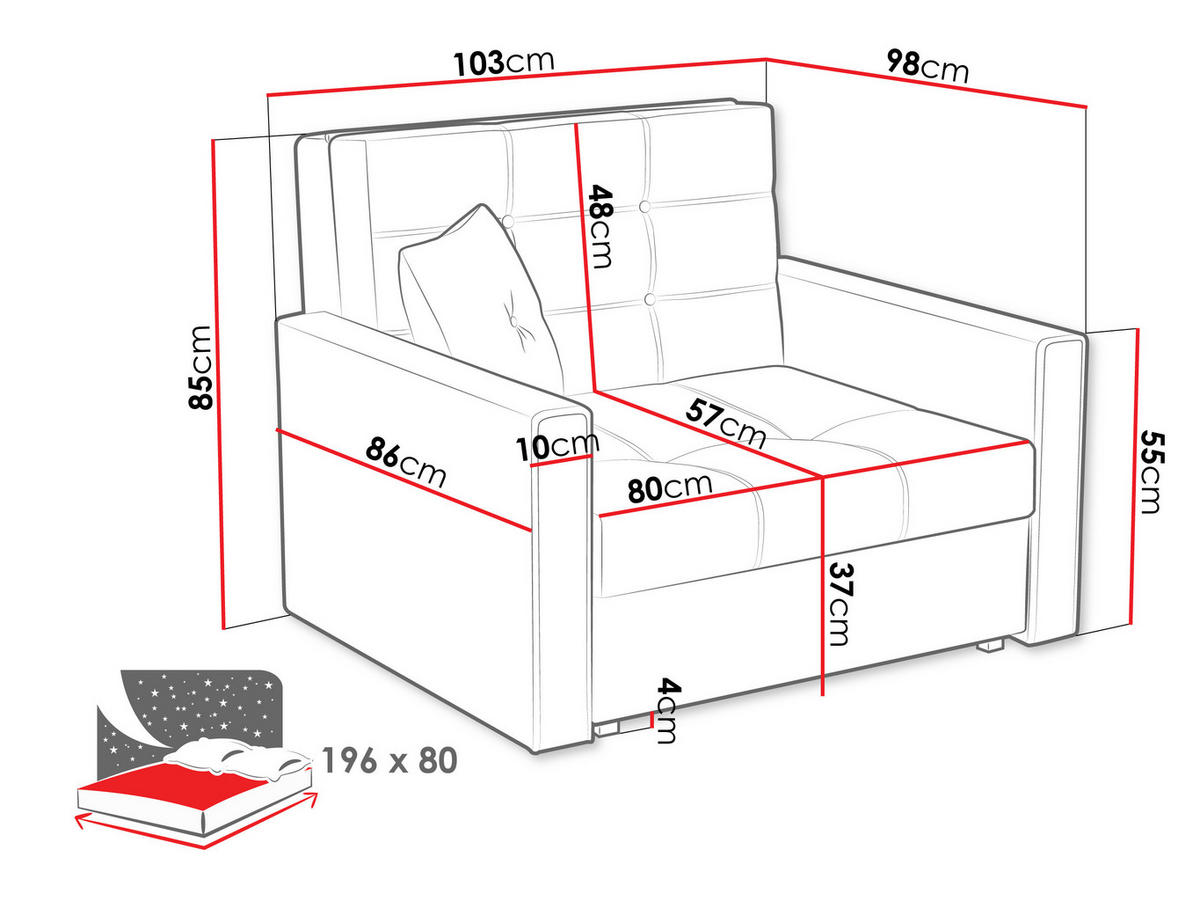 SCHLAFSOFA Viva Lux I - Blau, Holz/Textil (103/85/98cm) - MIRJAN24