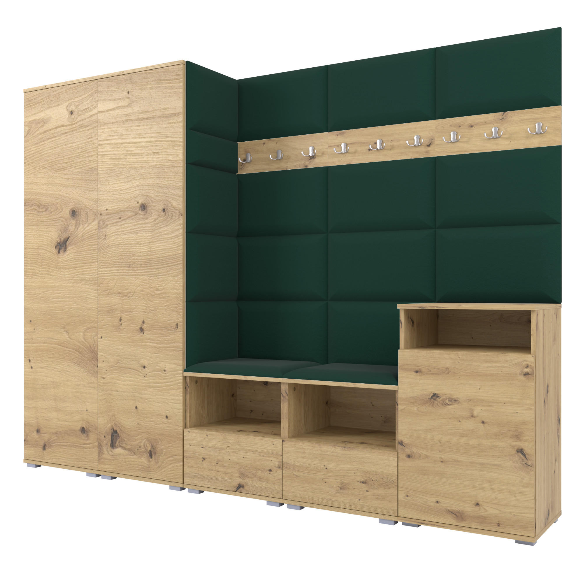 Ravio Garderobe Eiche Artisan, Dunkelgrün 250x187x40 cm