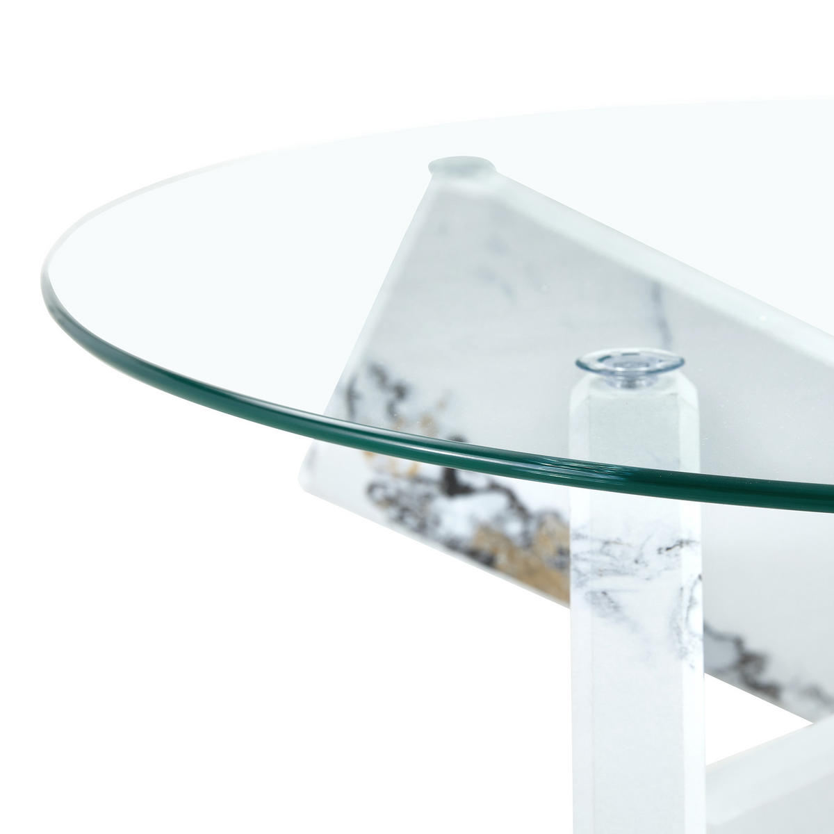 COUCHTISCH in Weiß Wohnzimmertisch mit Kreativer kreuzförmiger Holzrahmen für Wohnzimmer, B79/T79/H45 cm - Transparent/Weiß, Glas/Holzwerkstoff (79/79/45cm) - STILVORA