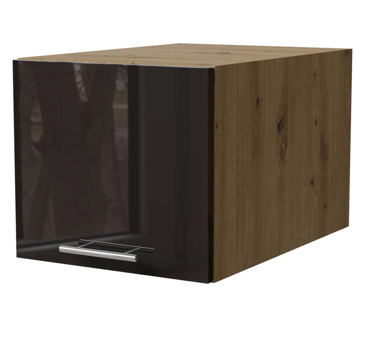 AUFSATZSCHRANK Essen W6B/40 Schwarz Hochglanz / Eiche Artisan Matt 40 / 59 / 36cm - Schwarz Hochglanz/Schwarz, Holz/Holzwerkstoff (40/59/36cm) - Feldmann-Wohnen