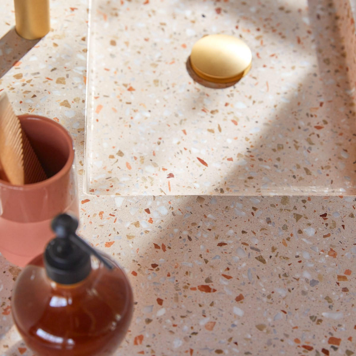 BADEZIMMERMÖBEL Edgar Rosa aus Teak - Pink, Holz (120/90/46cm) - Tikamoon