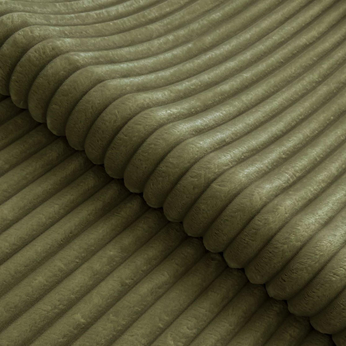 ECKSOFA mit Schlaffunktion und Bettkasten Bonnie aus Olive Cord-Stoff mit verstellbaren Kopfstützen und Armlehne - Ottomane links - Schwarz/Hellgrün, Holz/Textil (275/210cm) - S-Style Möbel