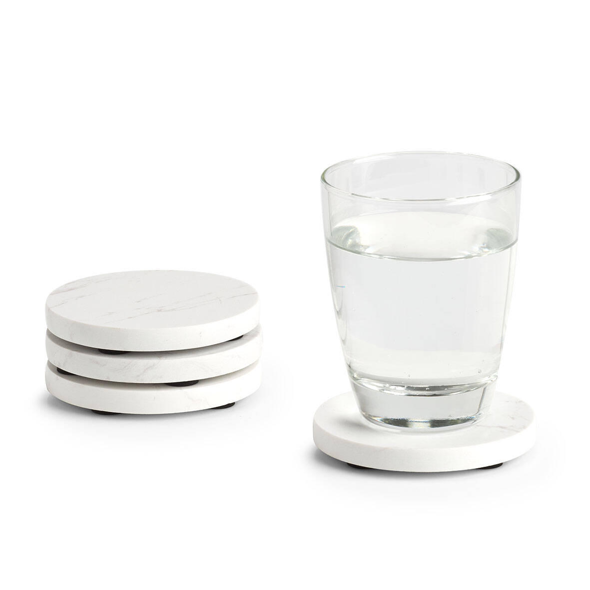 UNTERSETZER Marmor 9,5 cm 4er-Set - Weiß, Stein (9.5/9.5cm) - ZELLER