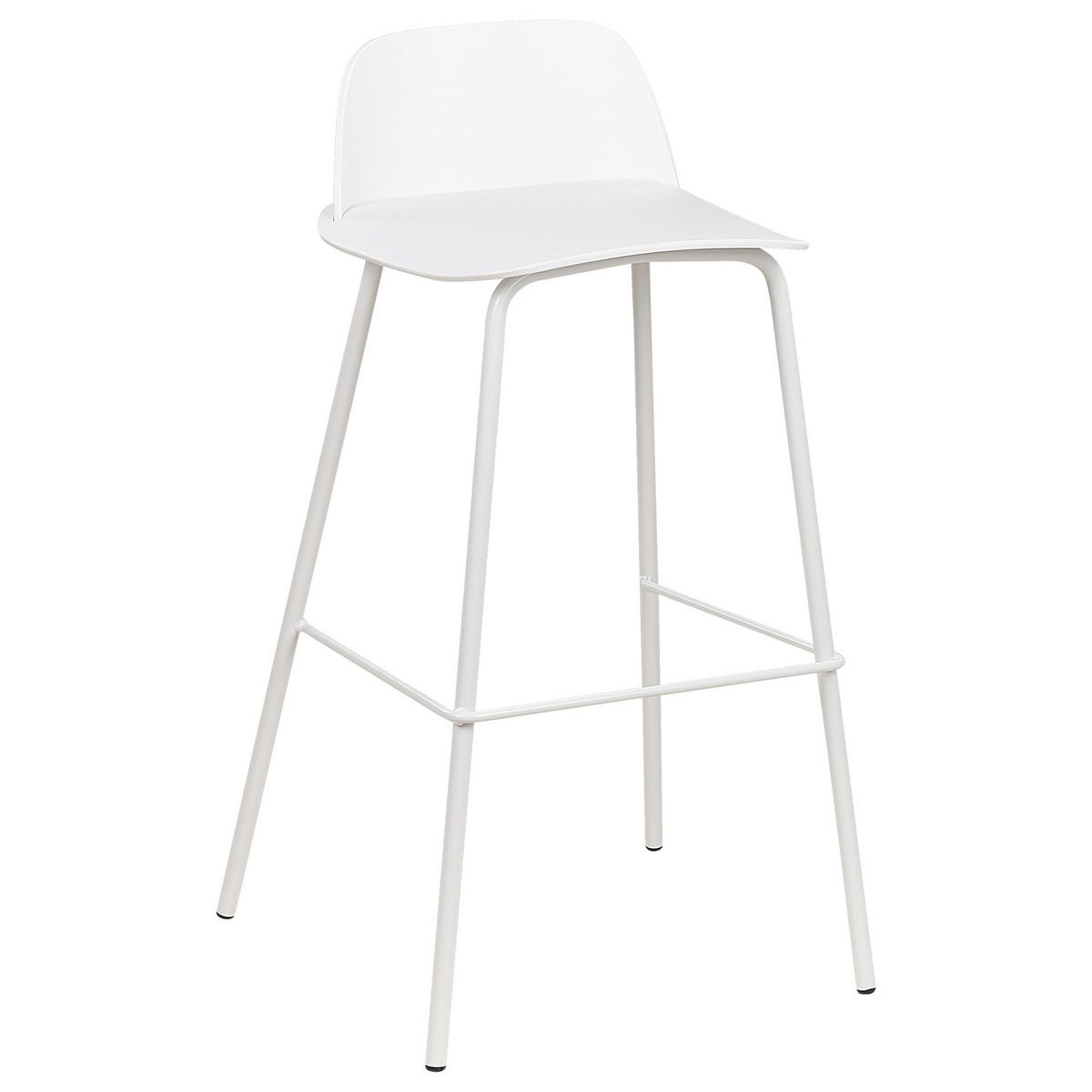 BARHOCKER 4er-Set Kunststoff Weiß Mora - Weiß, Kunststoff/Metall (48/90/35cm) - Beliani