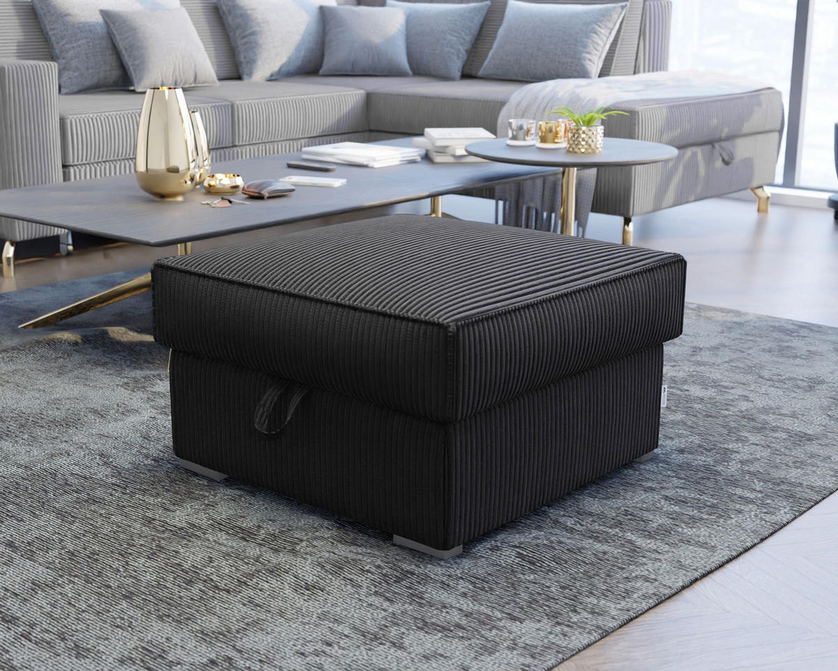 POUF FERA Schwarz 65x65 cm - Schwarz, Textil (65/38/65cm) - MASSENO