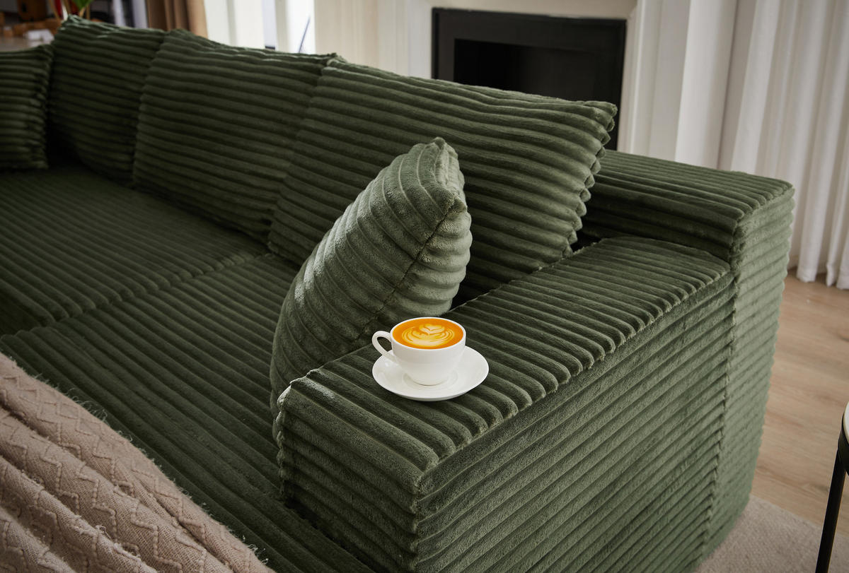 MODULARES Ecksofa aus Schaumstoff und Federkern mit flexibler Stellvariante Grün - Grün, Kunststoff (163/252.5cm) - Modenvie