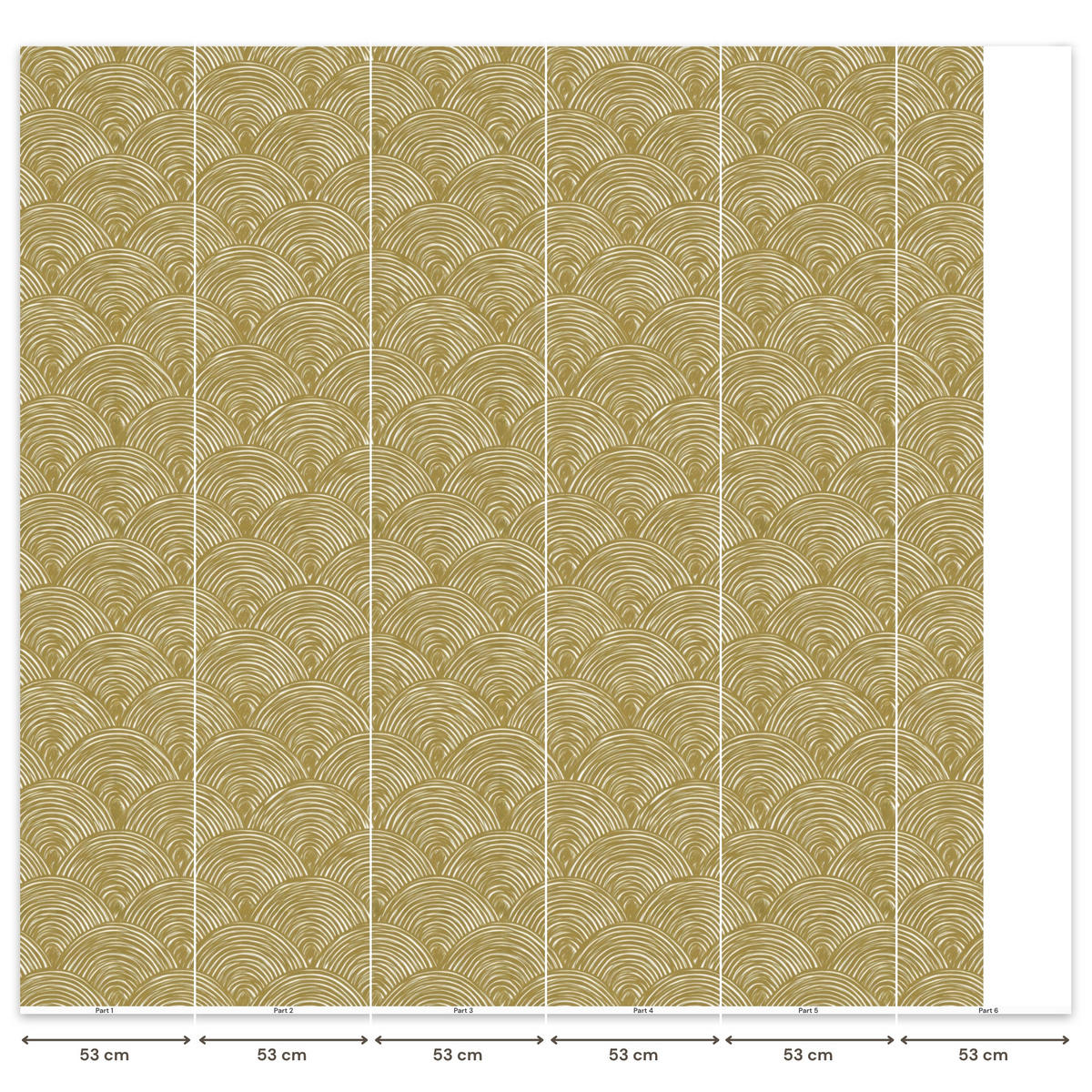 TAPETE - Fächer - Geometrisch - Grün - 280x280 cm - Goldfarben, Papier (280/280cm) - OnlyWow