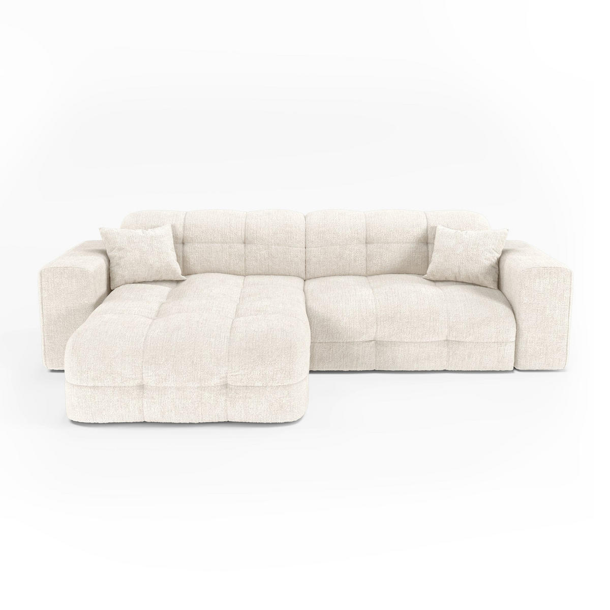 ECKSOFA (links) COCOON Geprägter Samt Creme 230cm - Creme, Textil (230/155cm) - Premium Interiors