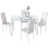 ESSZIMMERGARNITUR DE-18583 4-teilig mit Glasplatte Weiß - Weiß, Metall (70/75/120cm) - ComfortXL