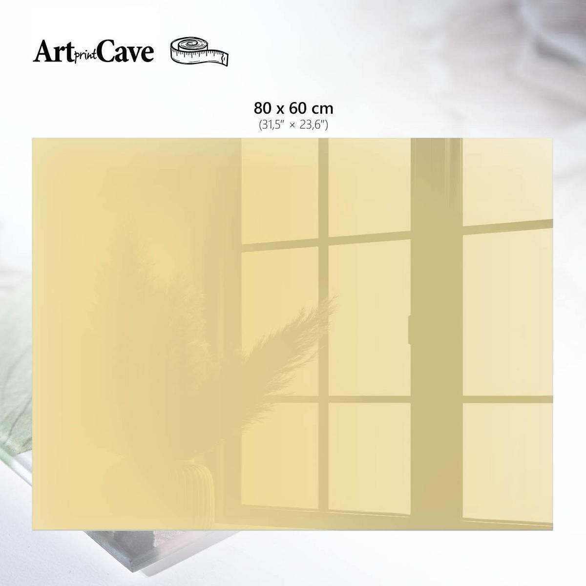 GLASPLATTE 80x60 cm – Cremefarbenes Gelb - Grün, Glas (0.4/80/60cm) - ArtPrintCave