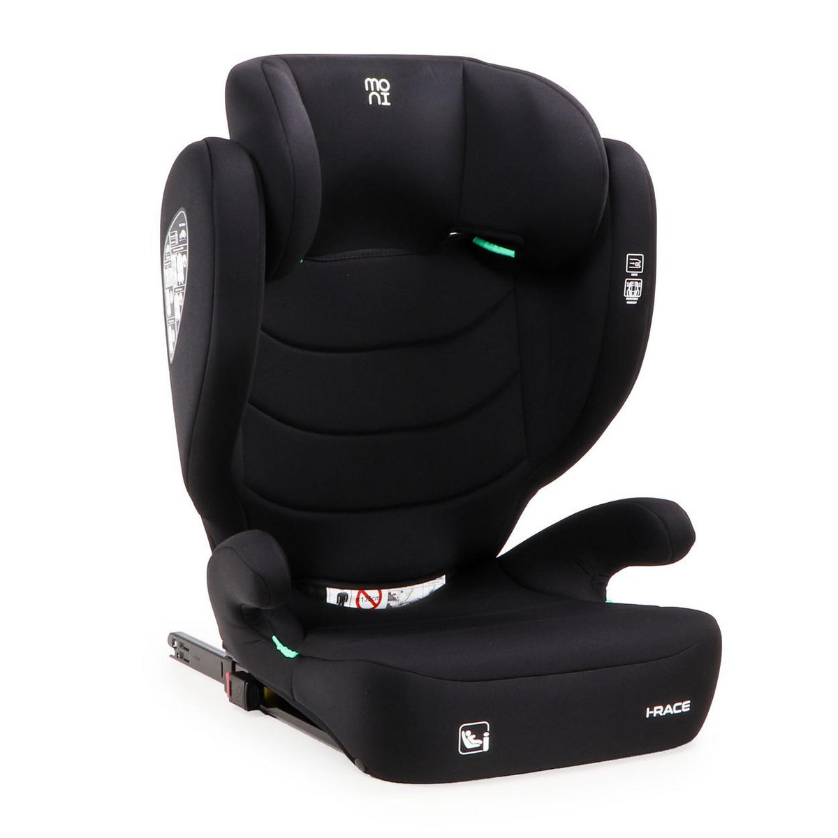 SITZERHÖHUNG i-Race i-Size schwarz 100-150 cm Isofix Rückenlehne abnehmbar Kopfstütze - Schwarz, Kunststoff (45/59/41cm) - Moni