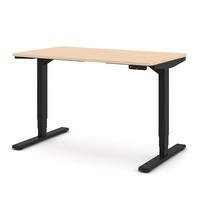 SCHREIBTISCH Elektrisch höhenverstellbarer Schreibtisch Y-Line Curved Kiesel Schwarz 120/80/62-127cm - Beige/Schwarz, Holzwerkstoff/Metall (80/120/127cm) - ASSMANN