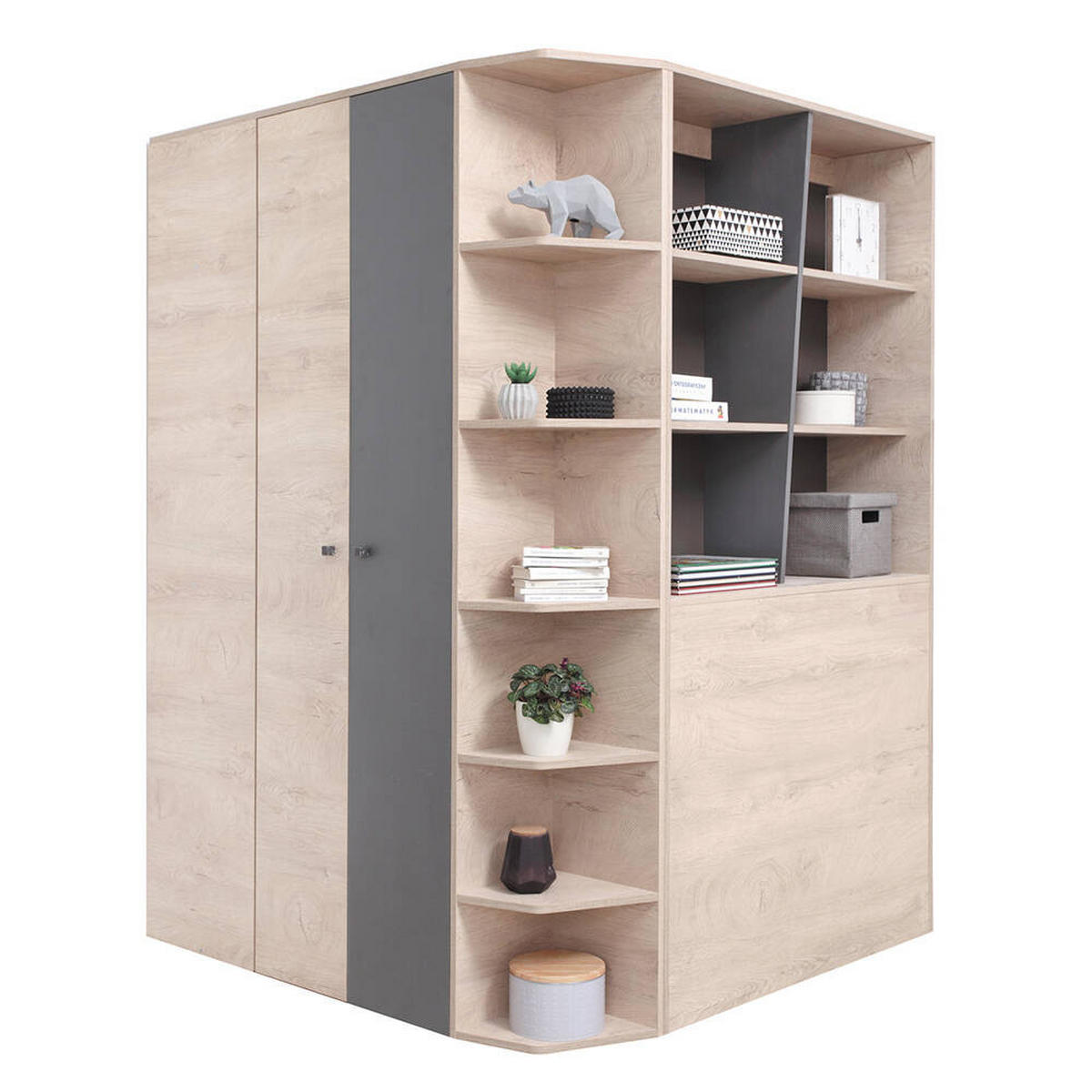 SCHLAFZIMMER Set 7-tlg. – DELTA System – Artisan Eiche / Anthrazit - Eichefarben, Holzwerkstoff (135/190/135cm) - hi-markt