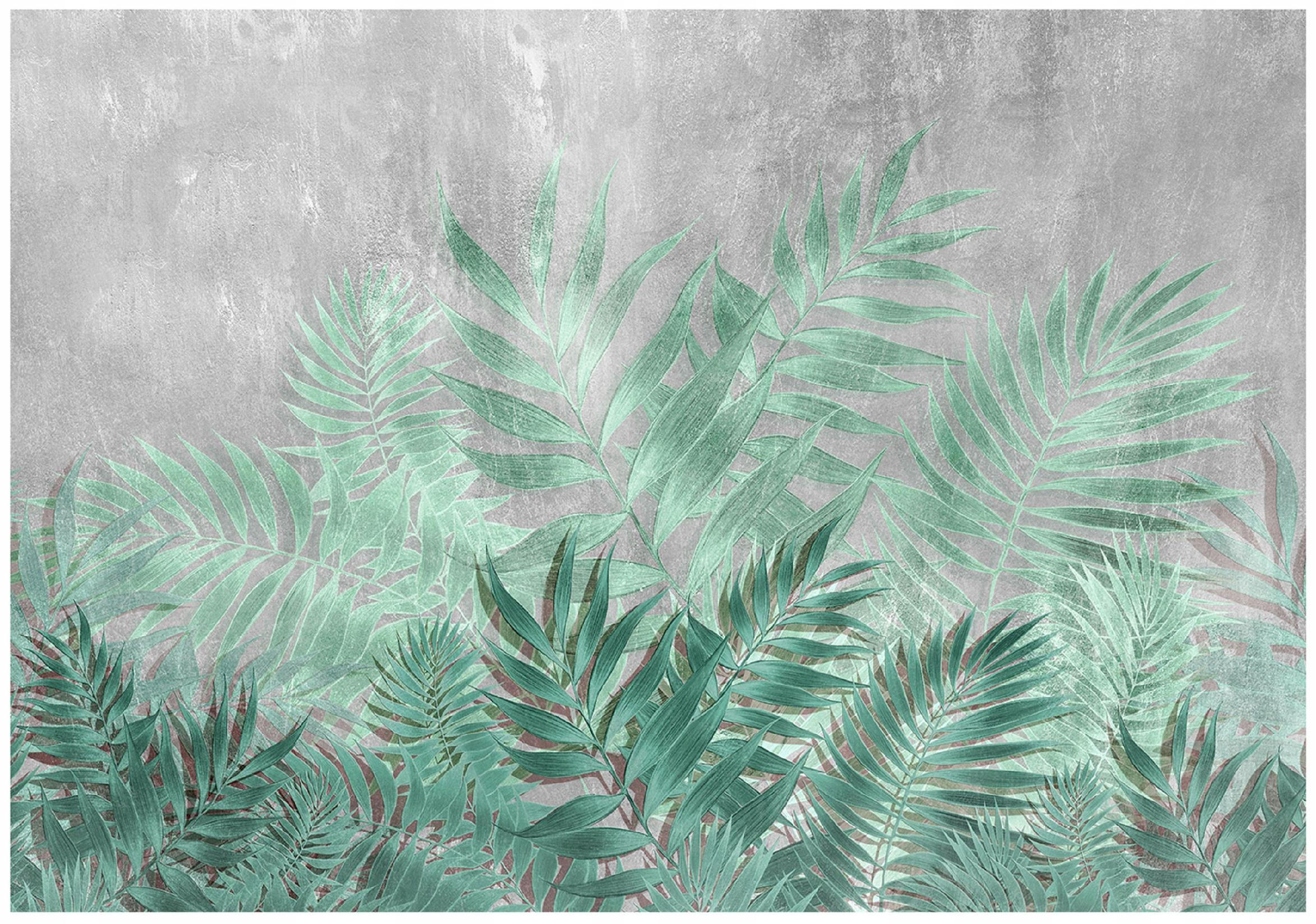 FOTOTAPETE Blätter Beton Grün 312x219 cm - Multicolor, Papier (312/219cm) - Wallarena