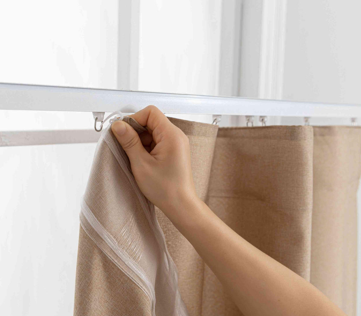 GARDINE Wellenvorhang Wien 245x145 cm Taupe - Taupe, Textil (145/245cm) - Gardinenbox