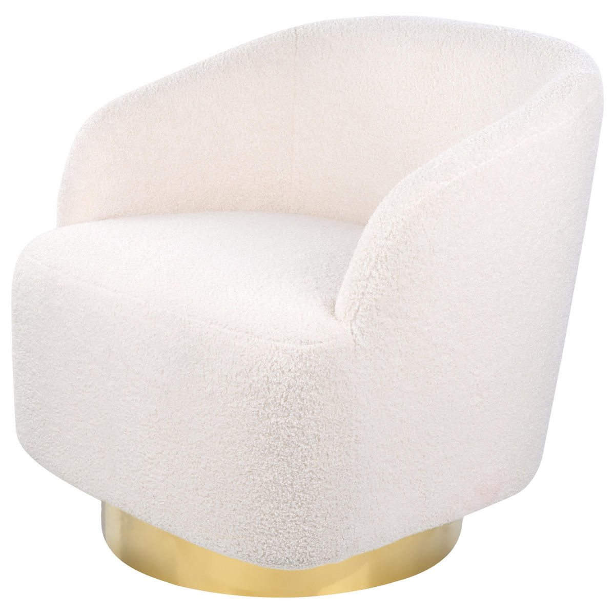 SESSEL Bouclé creme/gold mit Drehfunktion Lavik - Goldfarben/Weiß, Textil (73/71/75cm) - Beliani